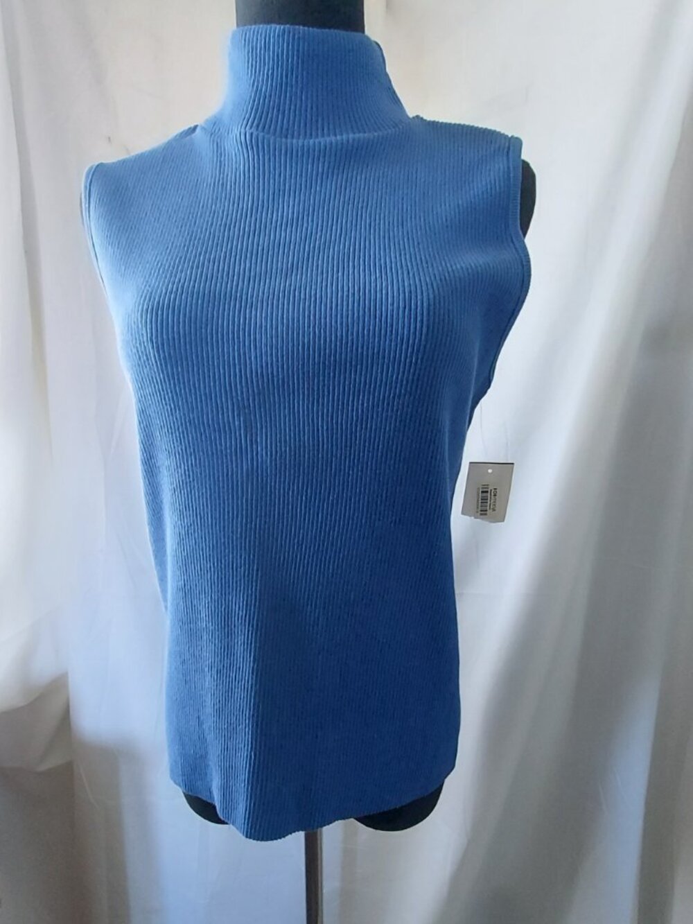 Vintage United States Sweaters Blue Cotton Mock Neck Top M NWT